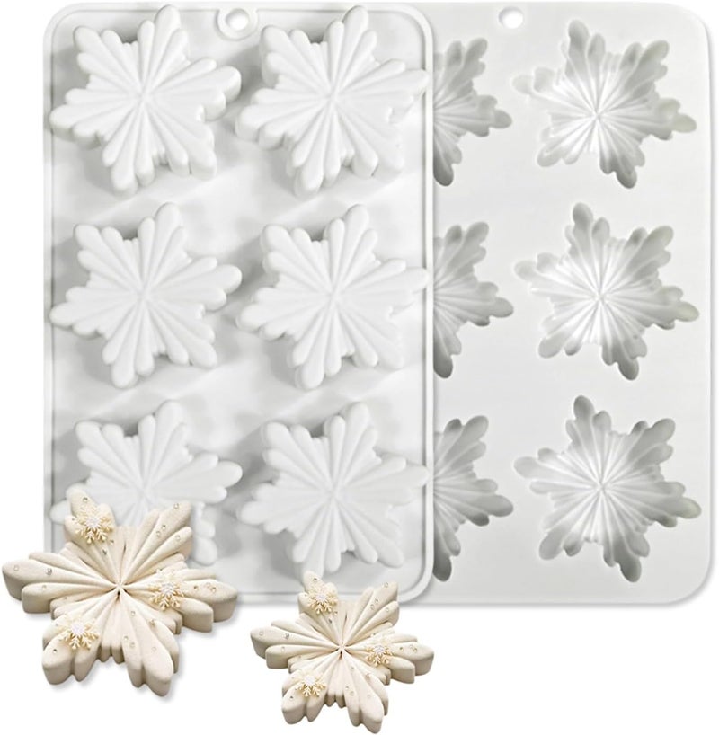 Mtruil 1 Pcs Snowflake Silicone Mold Christmas Chocolate Cake Molds Holiday Candy Baking Fondant Molds Christma Silicone Trays Pan Mold Festival Handmade Soap Ice Cube Biscuit Moulds - Image 1
